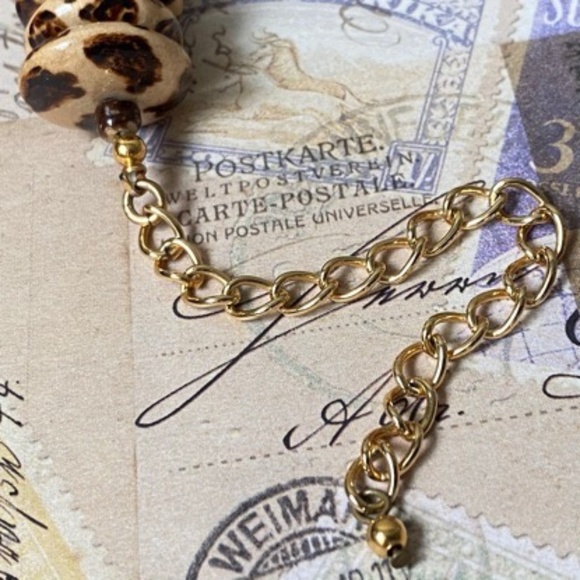 VTG KENNETH LANE Cheetah Bead Necklace - Picture 6 of 10